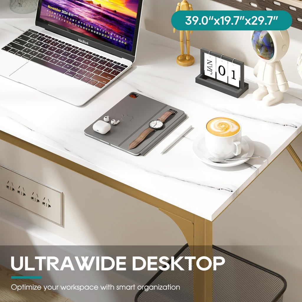 BestOffice Computer Desk,Home Office Desk, Modern Simple Style for Home Office Study Writing (Black, 47 inch)