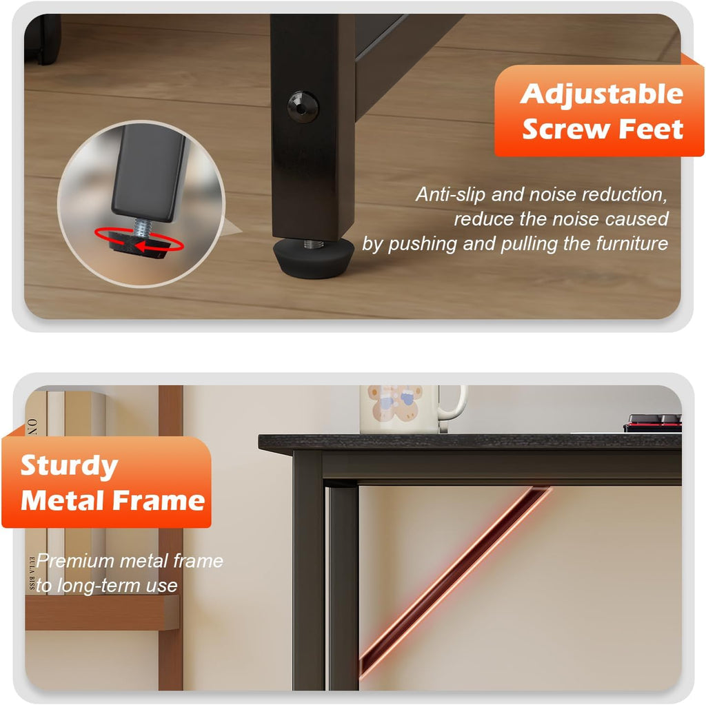 BestOffice Computer Desk,Home Office Desk, Modern Simple Style for Home Office Study Writing (Black, 47 inch)