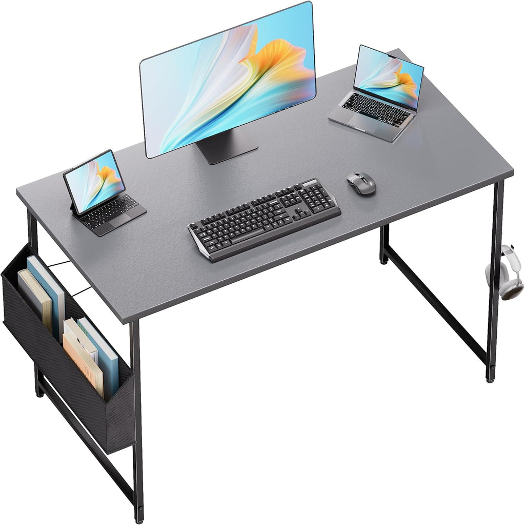 Pamray 32 Inch Computer Desk for Small Spaces with Storage Bag, Home Office Work Desk with Headphone Hook, Small Office Desk Study Writing Table
