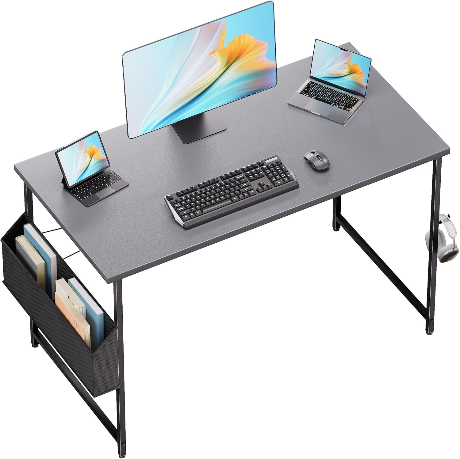 Pamray 32 Inch Computer Desk for Small Spaces with Storage Bag, Home Office Work Desk with Headphone Hook, Small Office Desk Study Writing Table