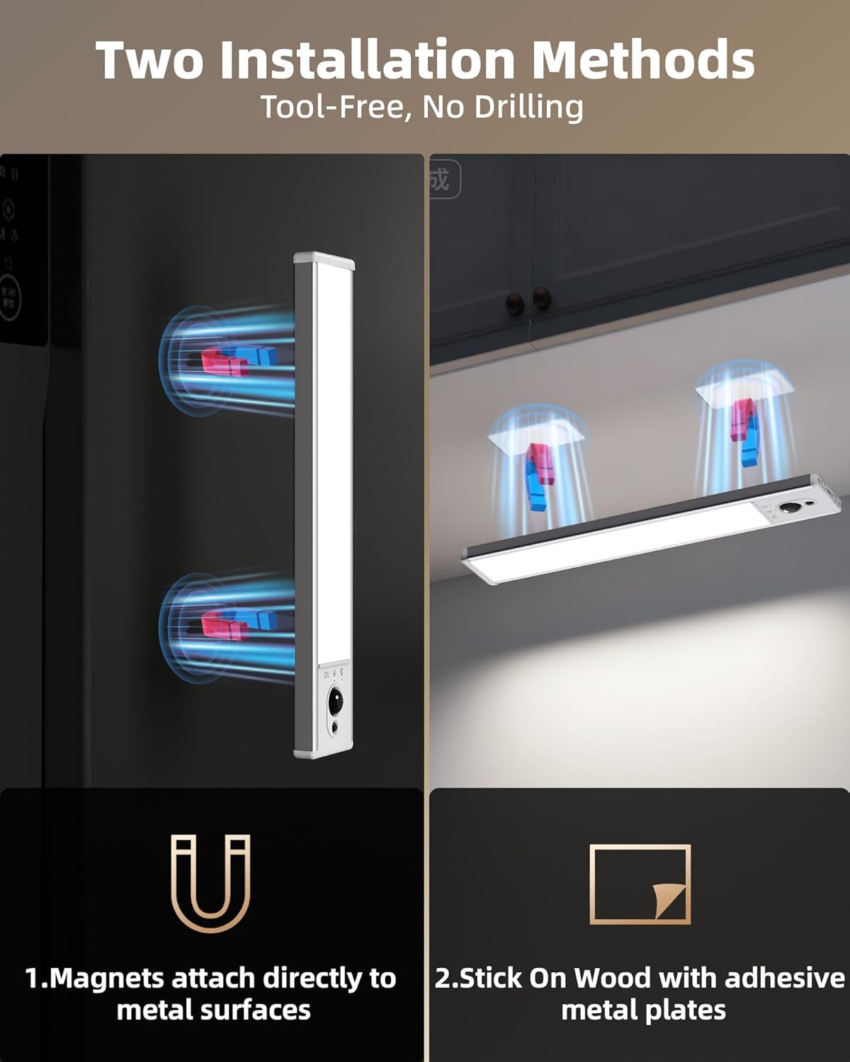 EZVALO 5 Pack Under Cabinet Lighting, Rechargeable Motion Sensor Light, LED Closet Lights Wireless, 5700K Dimmable, Timer, Magnetic, with Remote Control for Kitchen, Closet, Stair