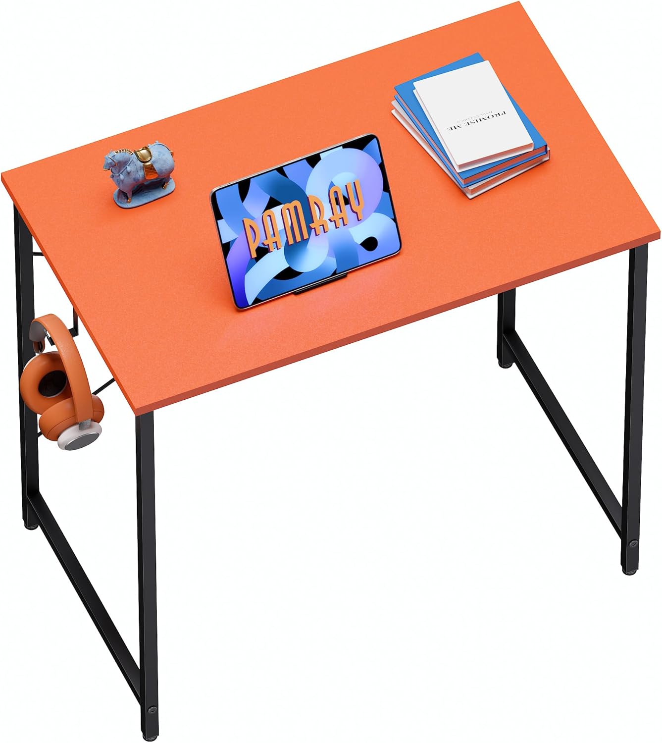 Pamray 32 Inch Computer Desk for Small Spaces with Storage Bag, Home Office Work Desk with Headphone Hook, Small Office Desk Study Writing Table
