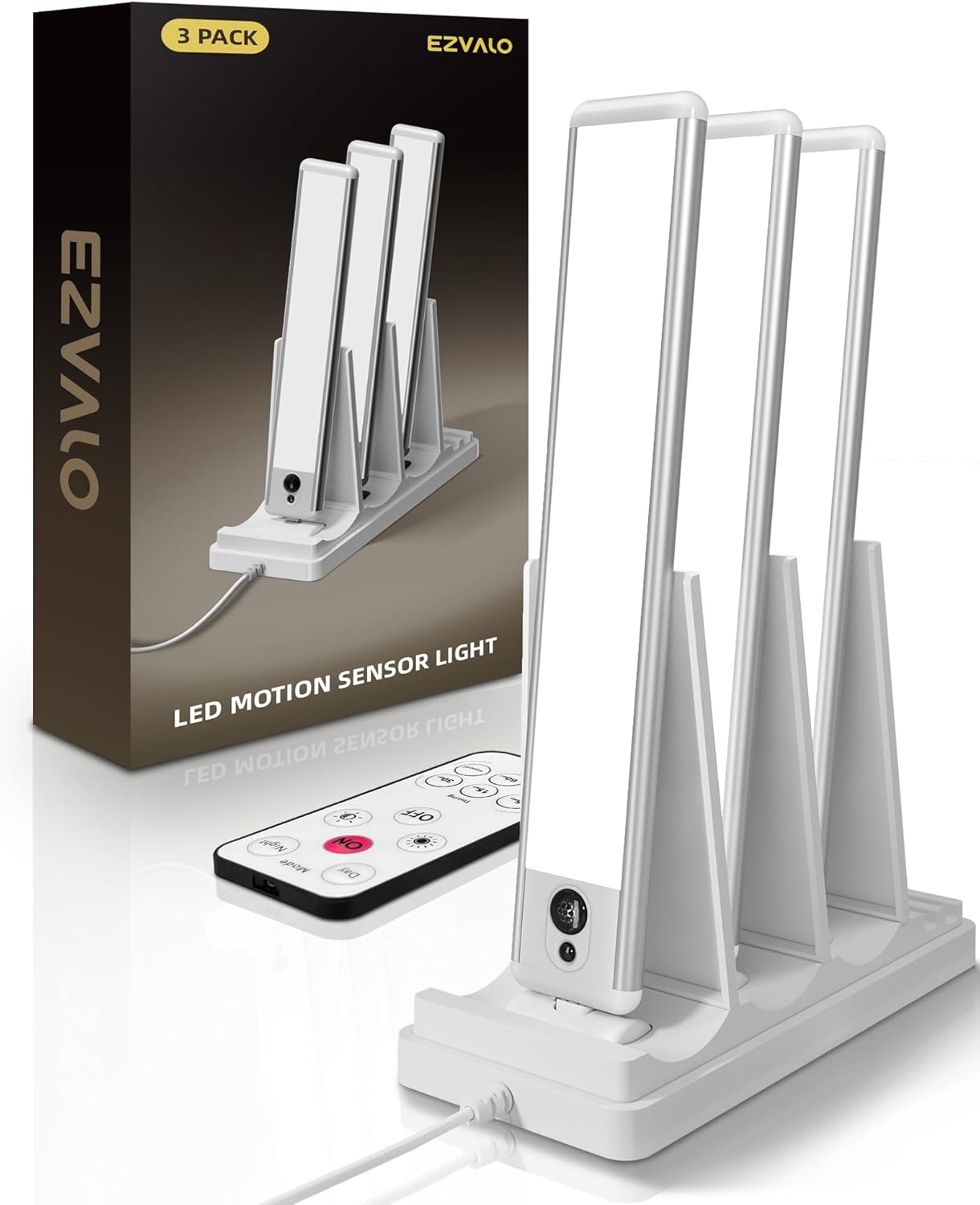 EZVALO 5 Pack Under Cabinet Lighting, Rechargeable Motion Sensor Light, LED Closet Lights Wireless, 5700K Dimmable, Timer, Magnetic, with Remote Control for Kitchen, Closet, Stair