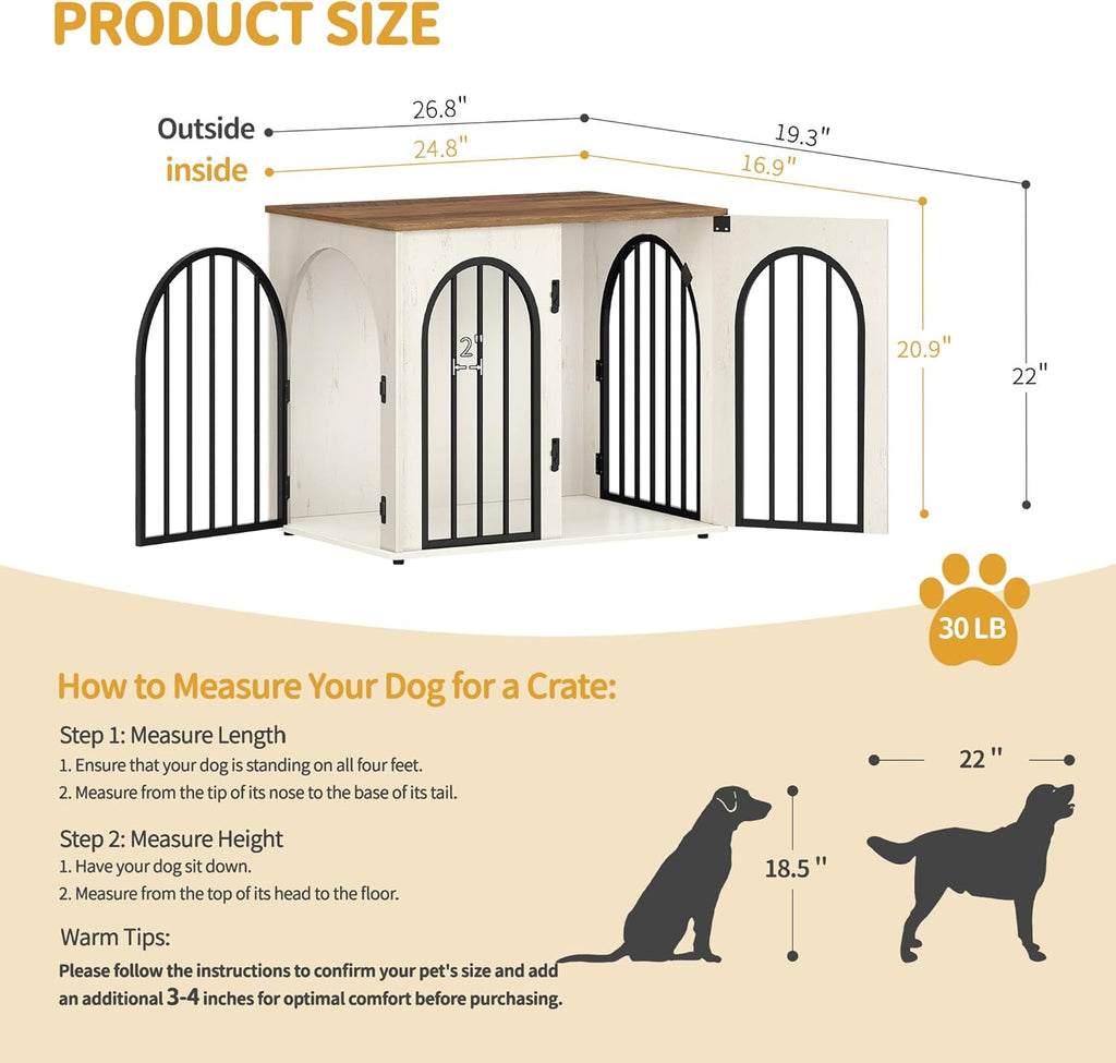 31.5'' Wooden Dog Crate Furniture, Indoor Dog Kennel Dogs Cage for Small/Medium Dogs, Heavy Duty Dog Crates Decorative Pet House End Side Table TV Stand, Rustic Brown DFC85101B