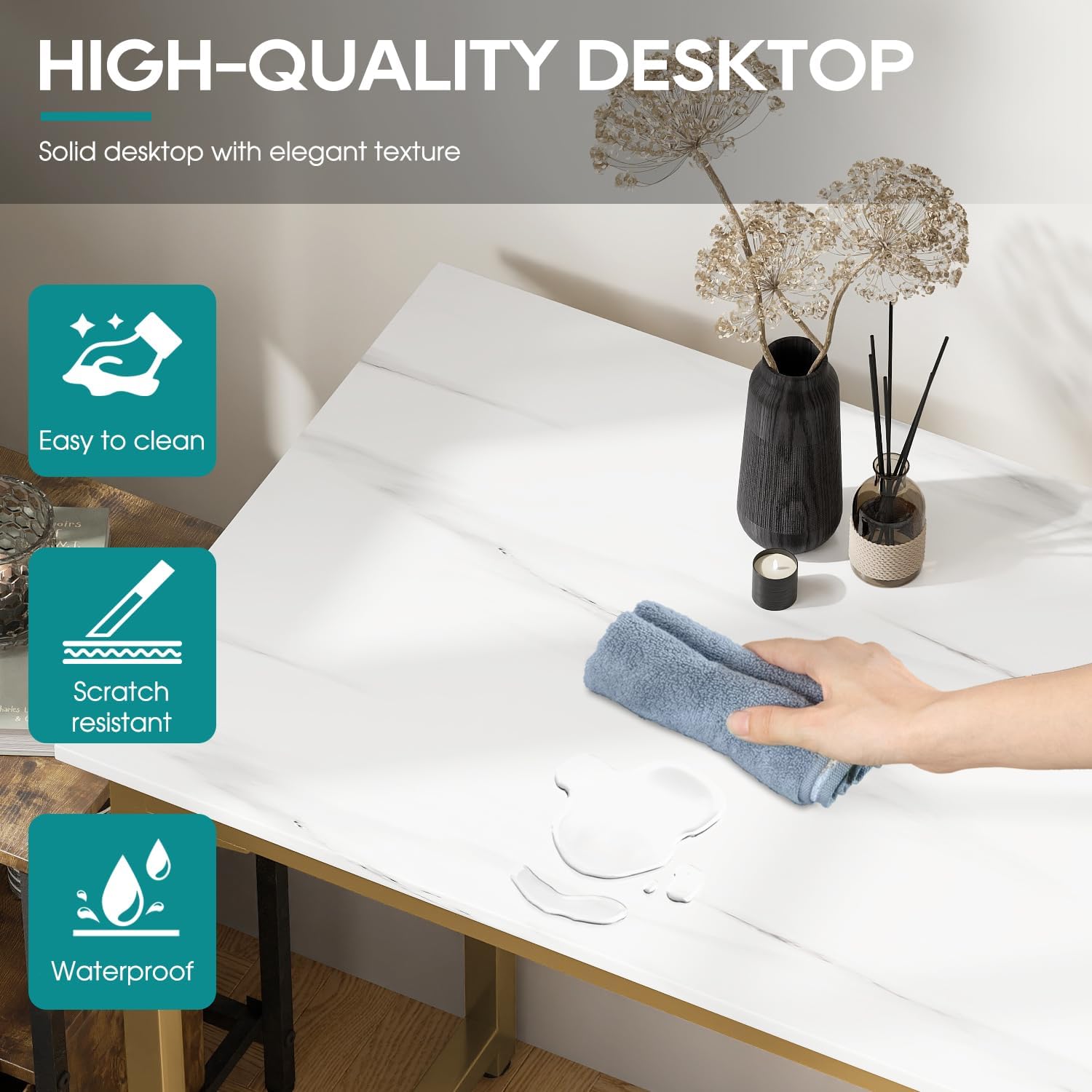 BestOffice Computer Desk,Home Office Desk, Modern Simple Style for Home Office Study Writing (Black, 47 inch)