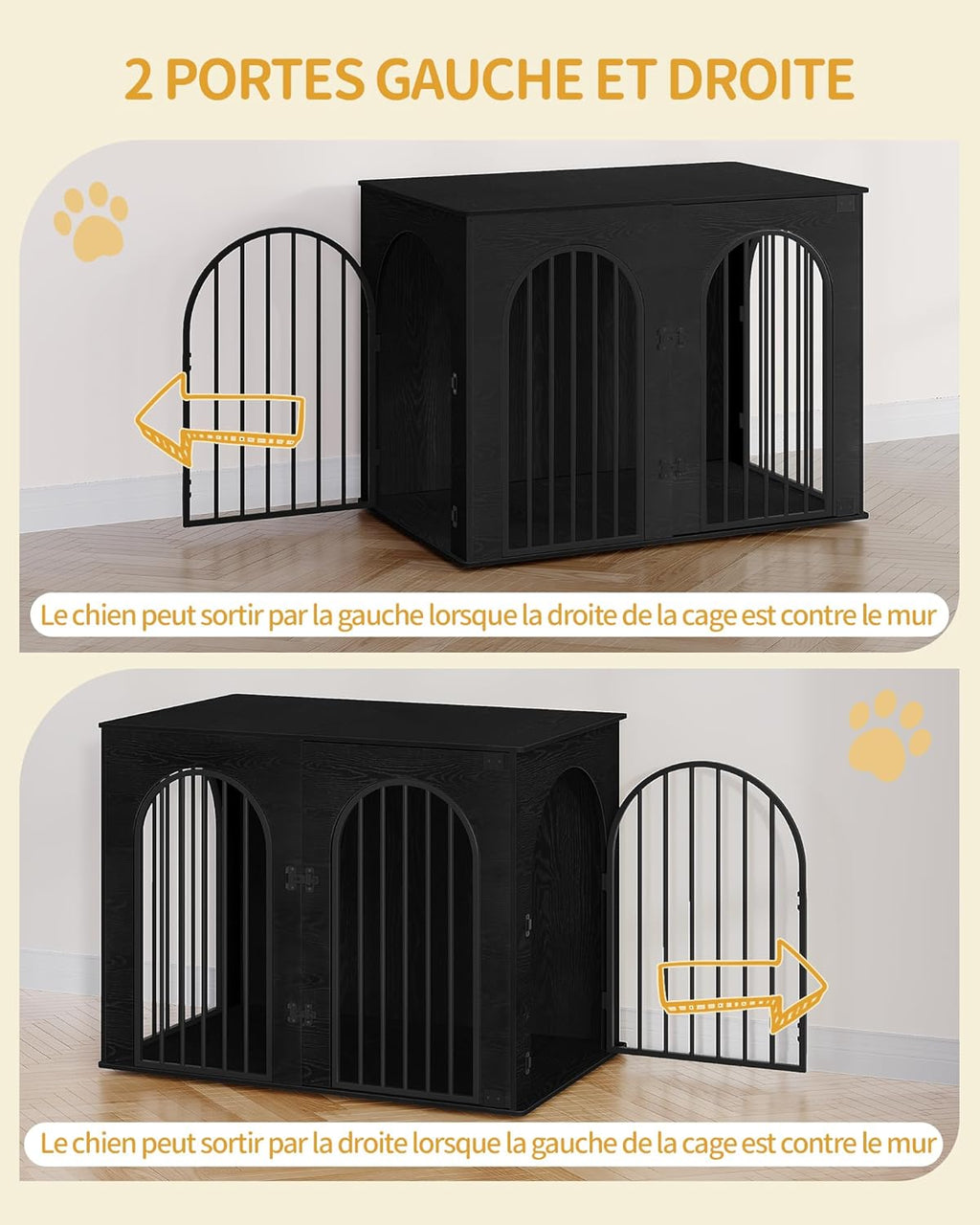 31.5'' Wooden Dog Crate Furniture, Indoor Dog Kennel Dogs Cage for Small/Medium Dogs, Heavy Duty Dog Crates Decorative Pet House End Side Table TV Stand, Rustic Brown DFC85101B