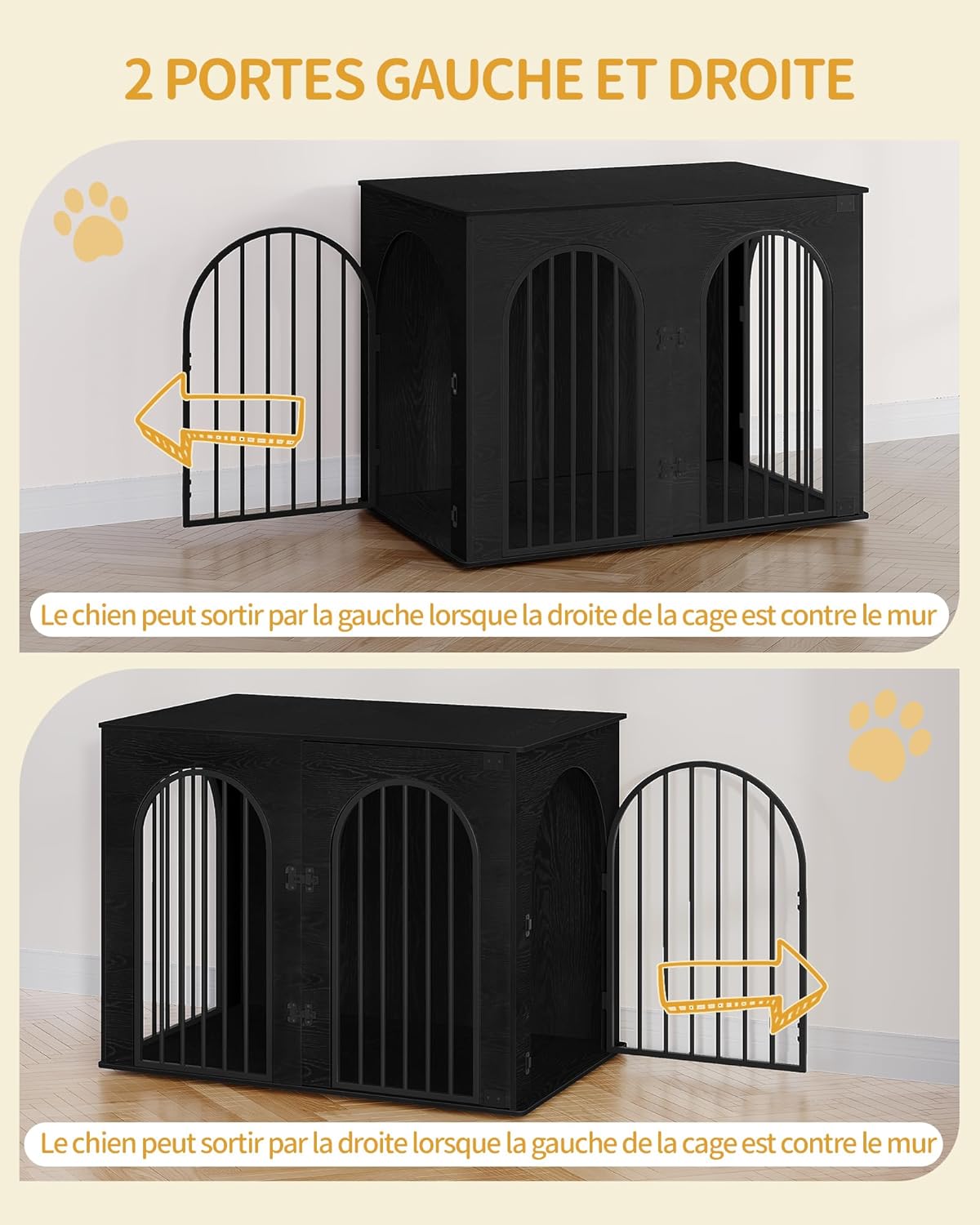 31.5'' Wooden Dog Crate Furniture, Indoor Dog Kennel Dogs Cage for Small/Medium Dogs, Heavy Duty Dog Crates Decorative Pet House End Side Table TV Stand, Rustic Brown DFC85101B