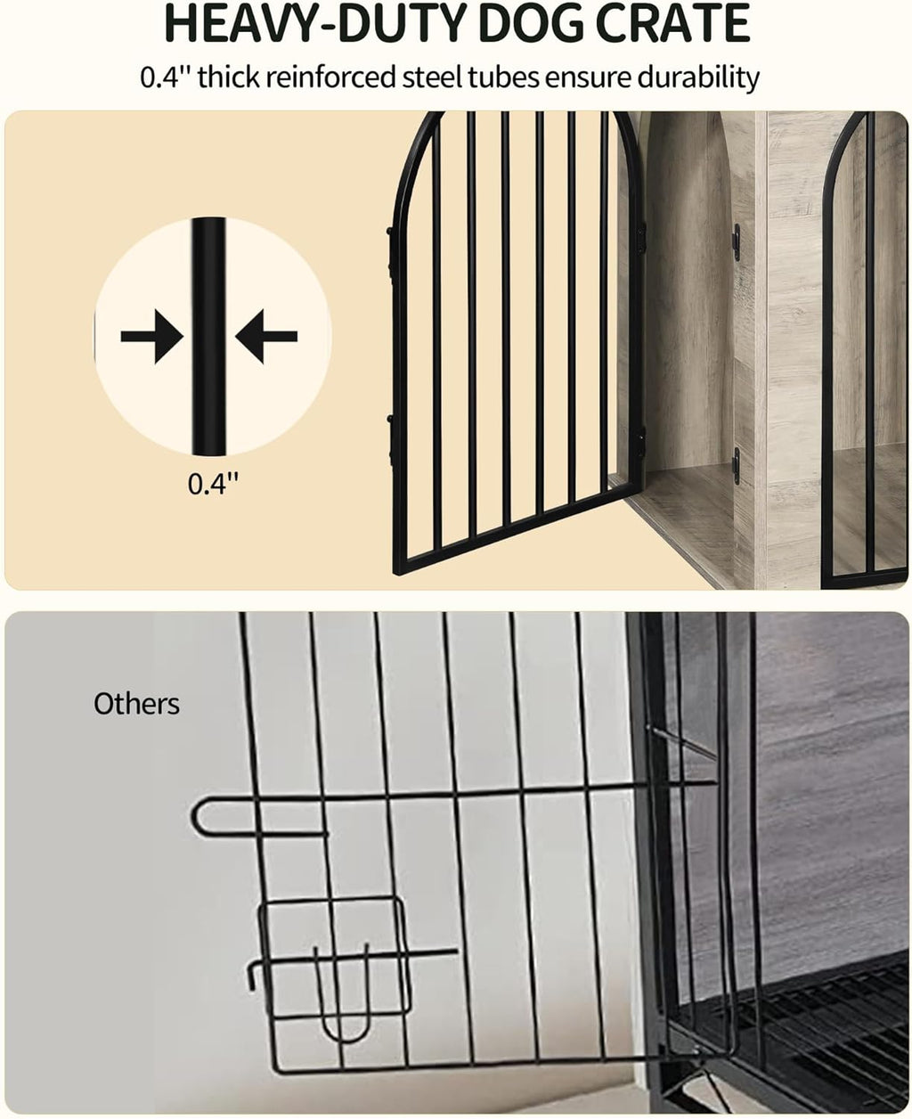 31.5'' Wooden Dog Crate Furniture, Indoor Dog Kennel Dogs Cage for Small/Medium Dogs, Heavy Duty Dog Crates Decorative Pet House End Side Table TV Stand, Rustic Brown DFC85101B