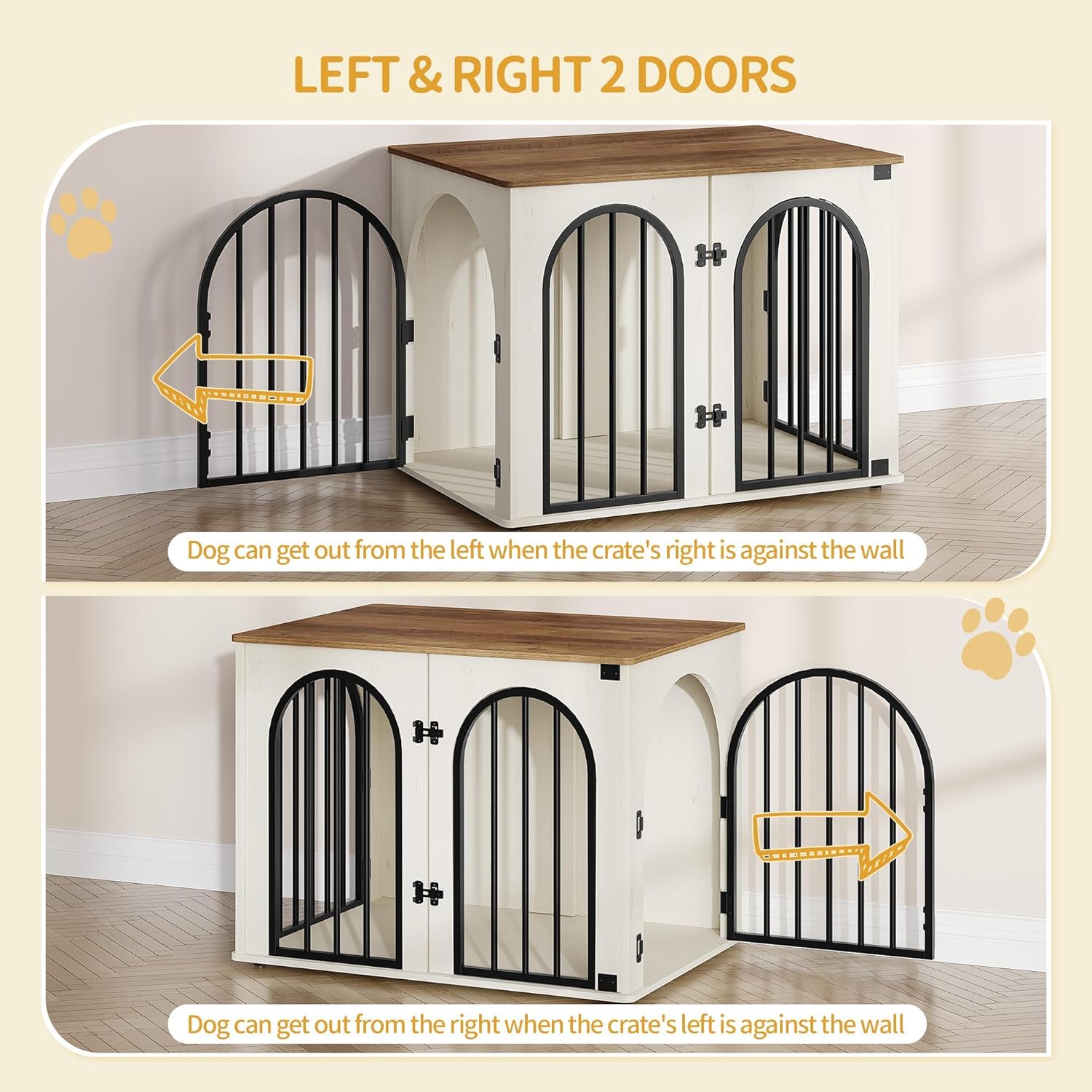 31.5'' Wooden Dog Crate Furniture, Indoor Dog Kennel Dogs Cage for Small/Medium Dogs, Heavy Duty Dog Crates Decorative Pet House End Side Table TV Stand, Rustic Brown DFC85101B