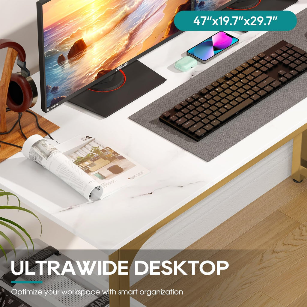 BestOffice Computer Desk,Home Office Desk, Modern Simple Style for Home Office Study Writing (Black, 47 inch)