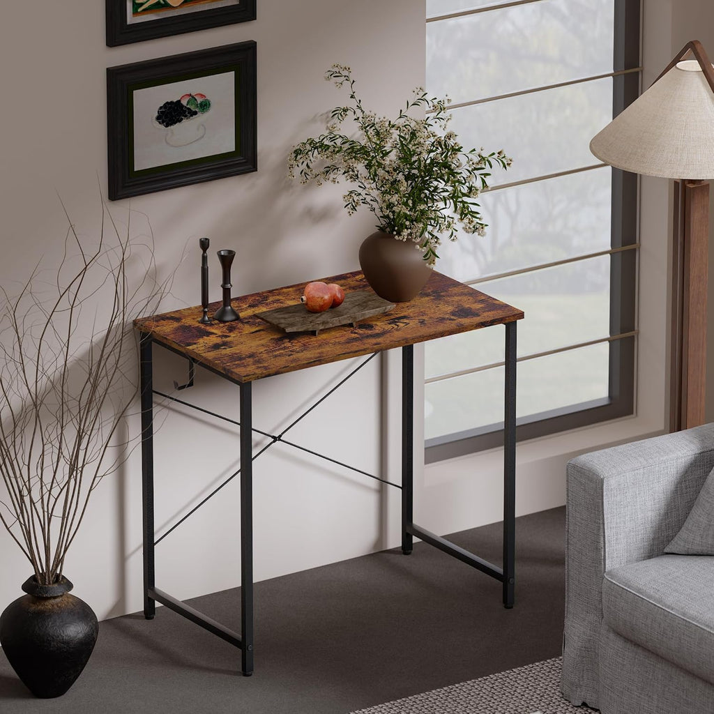 Pamray 32 Inch Computer Desk for Small Spaces with Storage Bag, Home Office Work Desk with Headphone Hook, Small Office Desk Study Writing Table