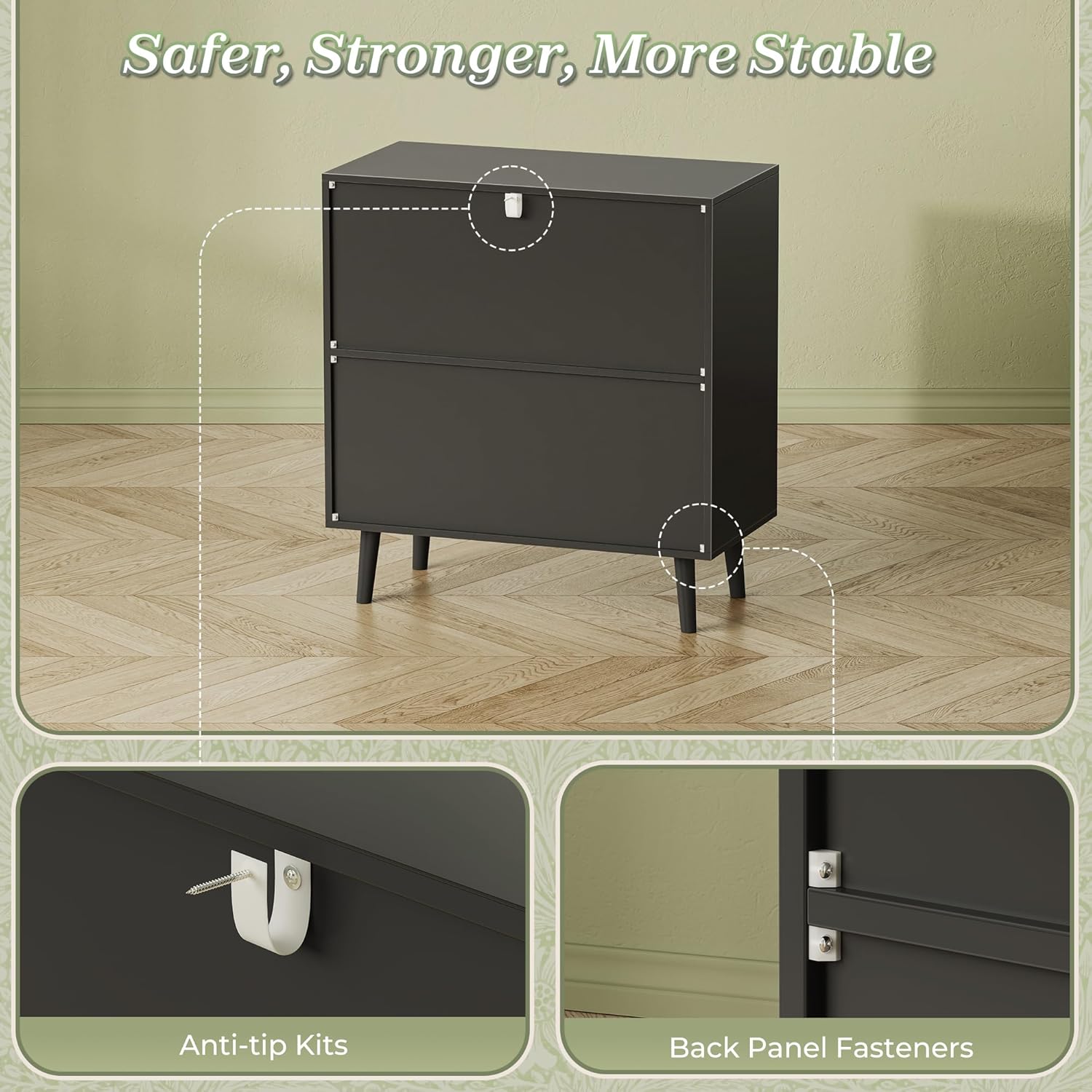 Huuger Buffet Cabinet with Storage, Storage Cabinet with PE Rattan Decor Doors, Accent Sideboard Buffet with Solid Wood Feet, for Hallway, Entry, Living Room, Natural