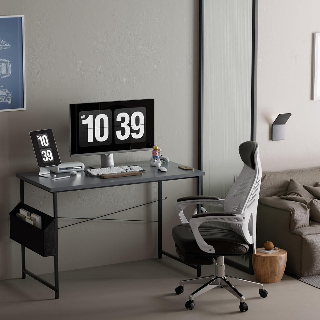 Pamray 32 Inch Computer Desk for Small Spaces with Storage Bag, Home Office Work Desk with Headphone Hook, Small Office Desk Study Writing Table