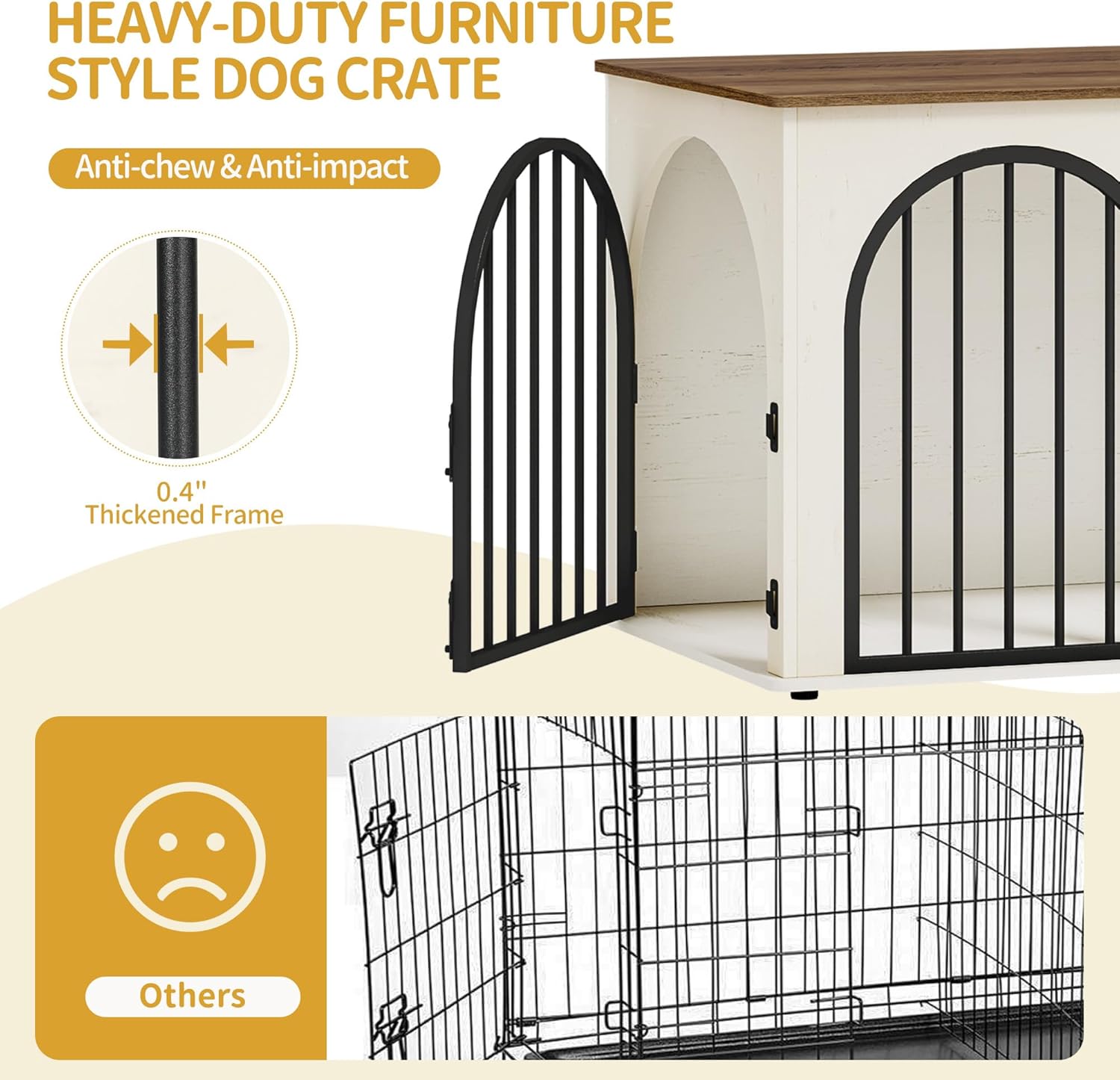 31.5'' Wooden Dog Crate Furniture, Indoor Dog Kennel Dogs Cage for Small/Medium Dogs, Heavy Duty Dog Crates Decorative Pet House End Side Table TV Stand, Rustic Brown DFC85101B