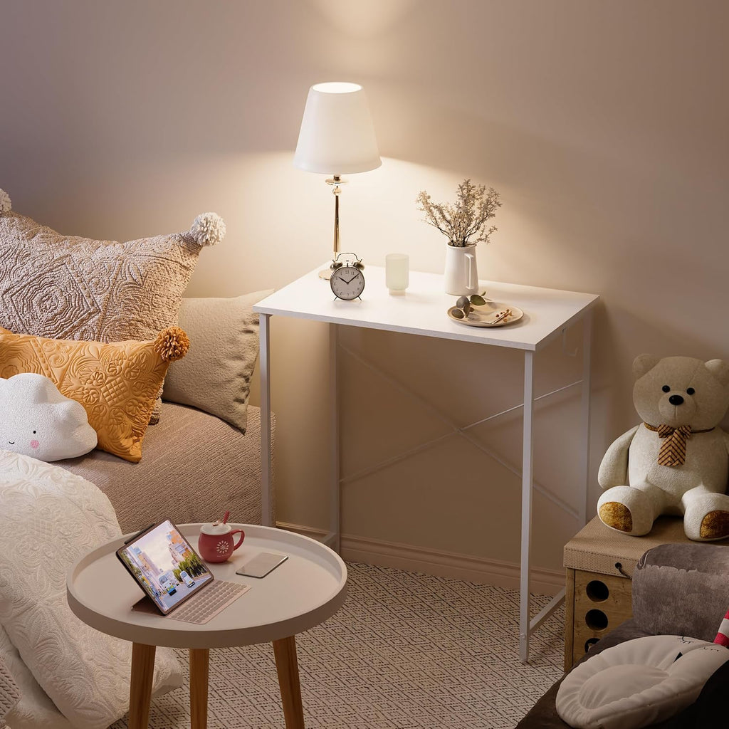 Pamray 32 Inch Computer Desk for Small Spaces with Storage Bag, Home Office Work Desk with Headphone Hook, Small Office Desk Study Writing Table