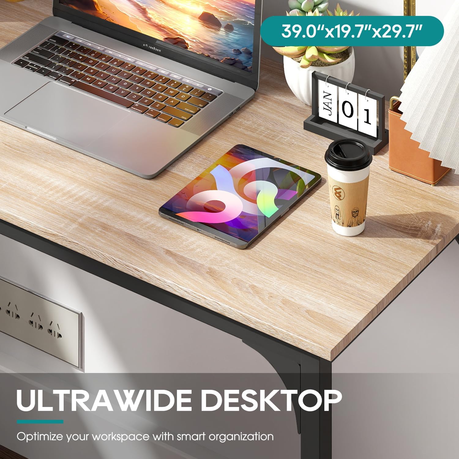 BestOffice Computer Desk,Home Office Desk, Modern Simple Style for Home Office Study Writing (Black, 47 inch)