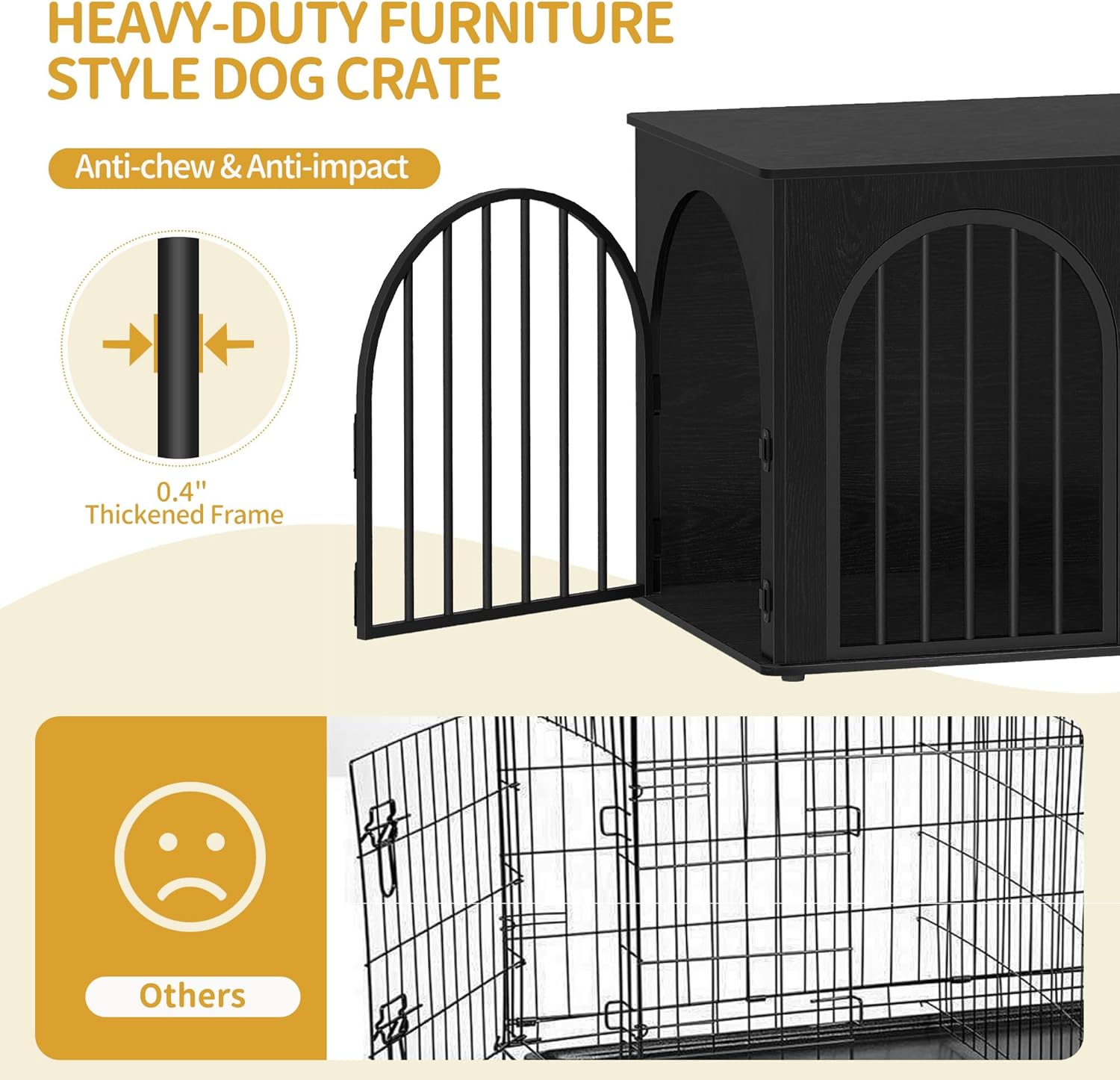 31.5'' Wooden Dog Crate Furniture, Indoor Dog Kennel Dogs Cage for Small/Medium Dogs, Heavy Duty Dog Crates Decorative Pet House End Side Table TV Stand, Rustic Brown DFC85101B