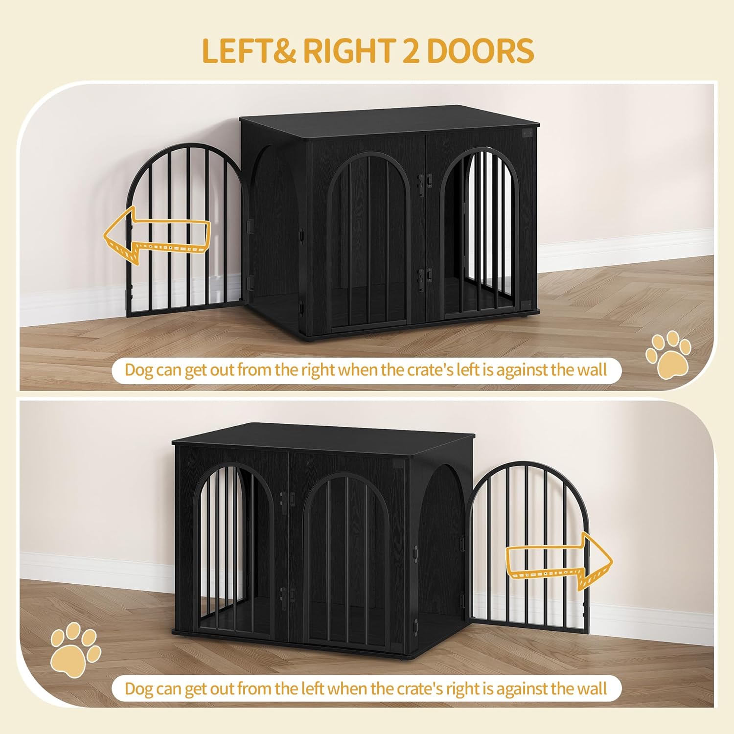 31.5'' Wooden Dog Crate Furniture, Indoor Dog Kennel Dogs Cage for Small/Medium Dogs, Heavy Duty Dog Crates Decorative Pet House End Side Table TV Stand, Rustic Brown DFC85101B