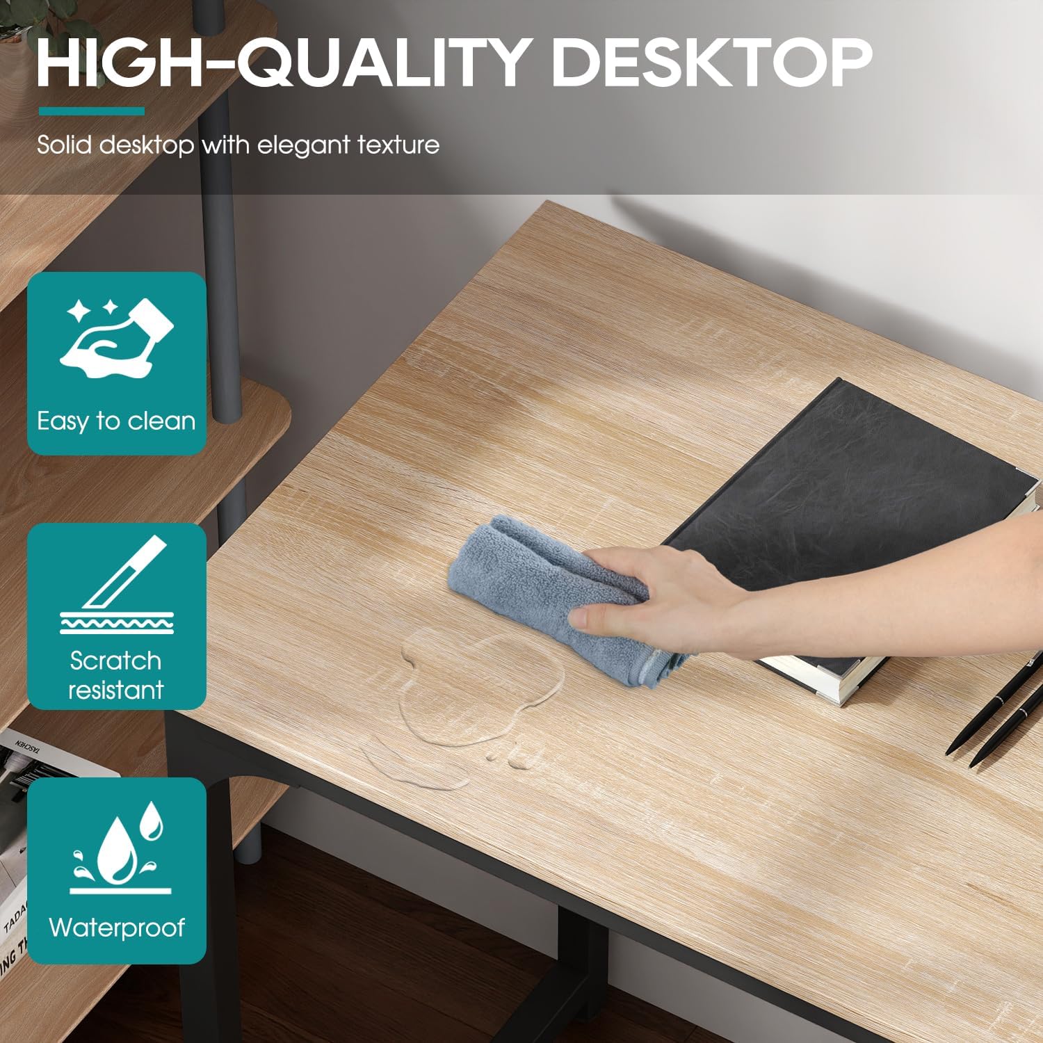 BestOffice Computer Desk,Home Office Desk, Modern Simple Style for Home Office Study Writing (Black, 47 inch)