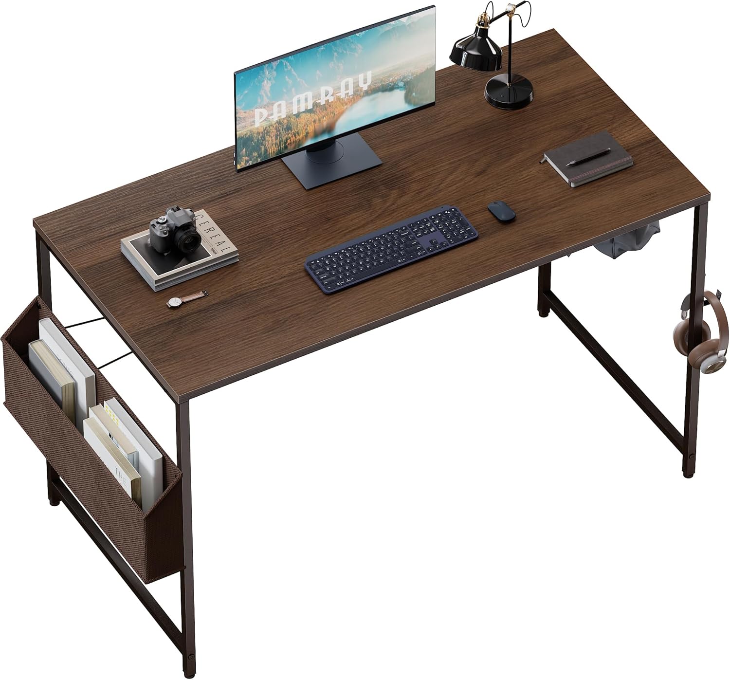 Pamray 32 Inch Computer Desk for Small Spaces with Storage Bag, Home Office Work Desk with Headphone Hook, Small Office Desk Study Writing Table