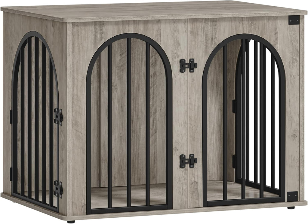 31.5'' Wooden Dog Crate Furniture, Indoor Dog Kennel Dogs Cage for Small/Medium Dogs, Heavy Duty Dog Crates Decorative Pet House End Side Table TV Stand, Rustic Brown DFC85101B