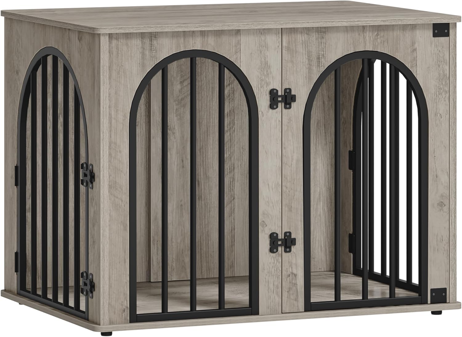 31.5'' Wooden Dog Crate Furniture, Indoor Dog Kennel Dogs Cage for Small/Medium Dogs, Heavy Duty Dog Crates Decorative Pet House End Side Table TV Stand, Rustic Brown DFC85101B