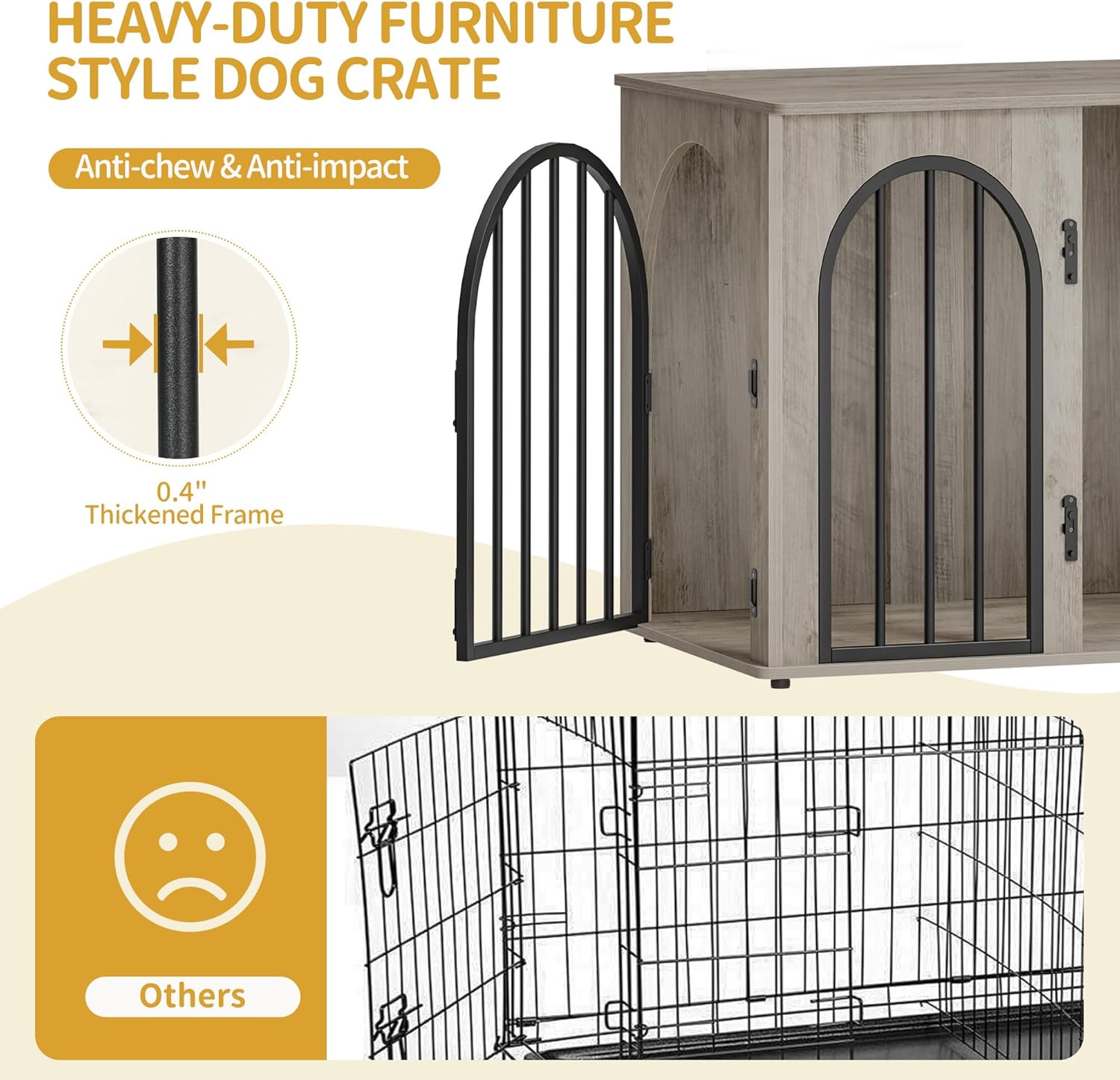 31.5'' Wooden Dog Crate Furniture, Indoor Dog Kennel Dogs Cage for Small/Medium Dogs, Heavy Duty Dog Crates Decorative Pet House End Side Table TV Stand, Rustic Brown DFC85101B