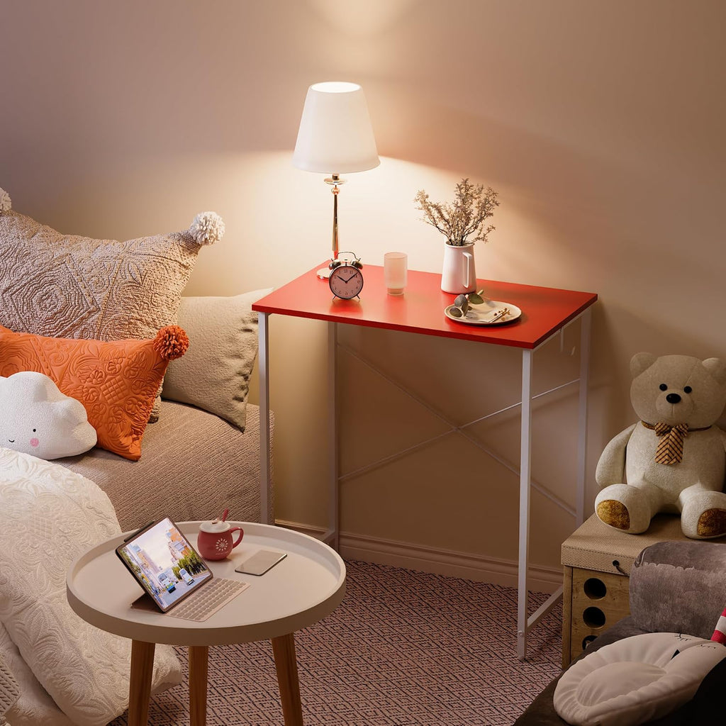 Pamray 32 Inch Computer Desk for Small Spaces with Storage Bag, Home Office Work Desk with Headphone Hook, Small Office Desk Study Writing Table