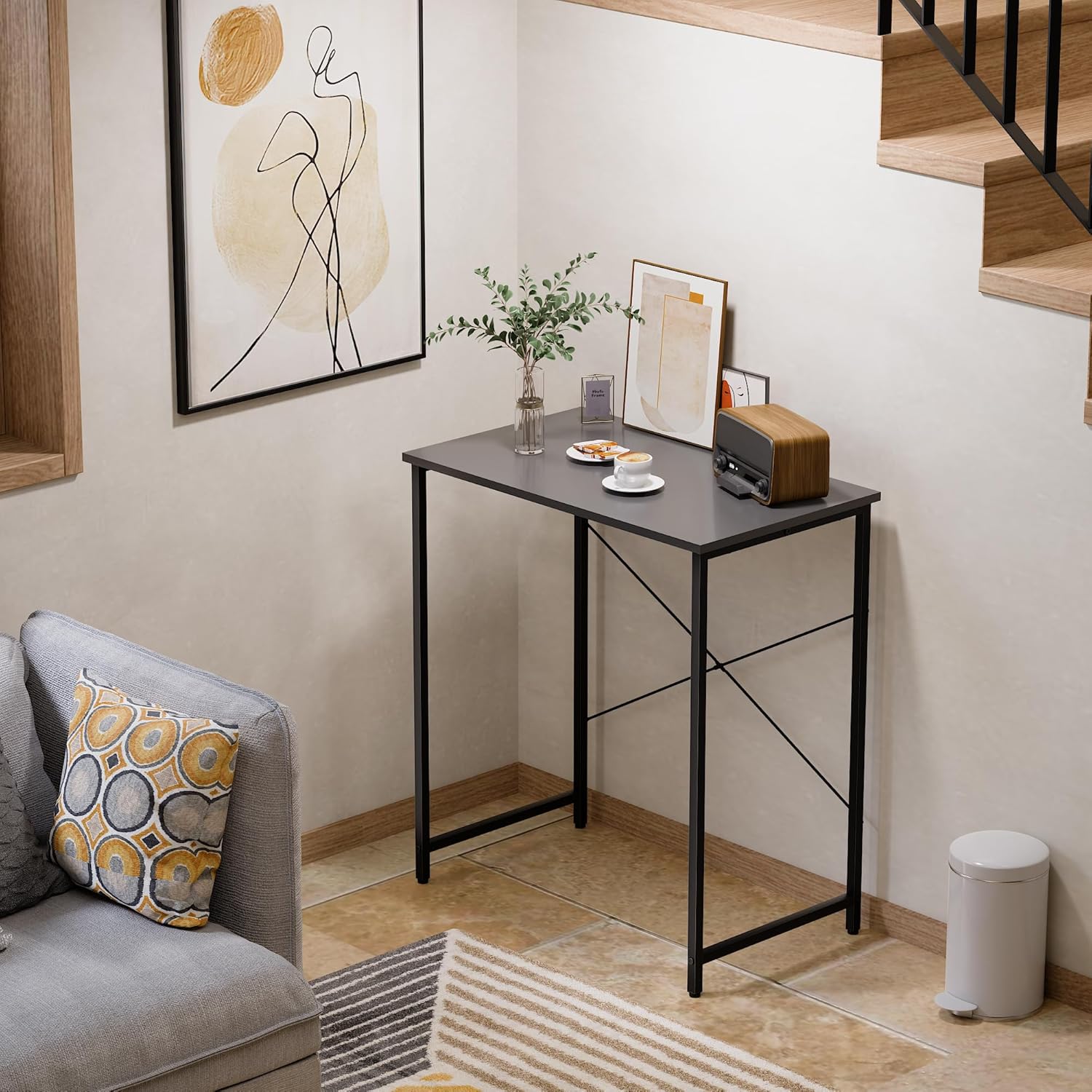 Pamray 32 Inch Computer Desk for Small Spaces with Storage Bag, Home Office Work Desk with Headphone Hook, Small Office Desk Study Writing Table