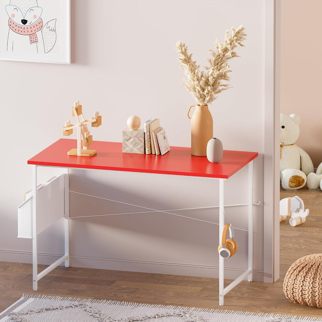 Pamray 32 Inch Computer Desk for Small Spaces with Storage Bag, Home Office Work Desk with Headphone Hook, Small Office Desk Study Writing Table