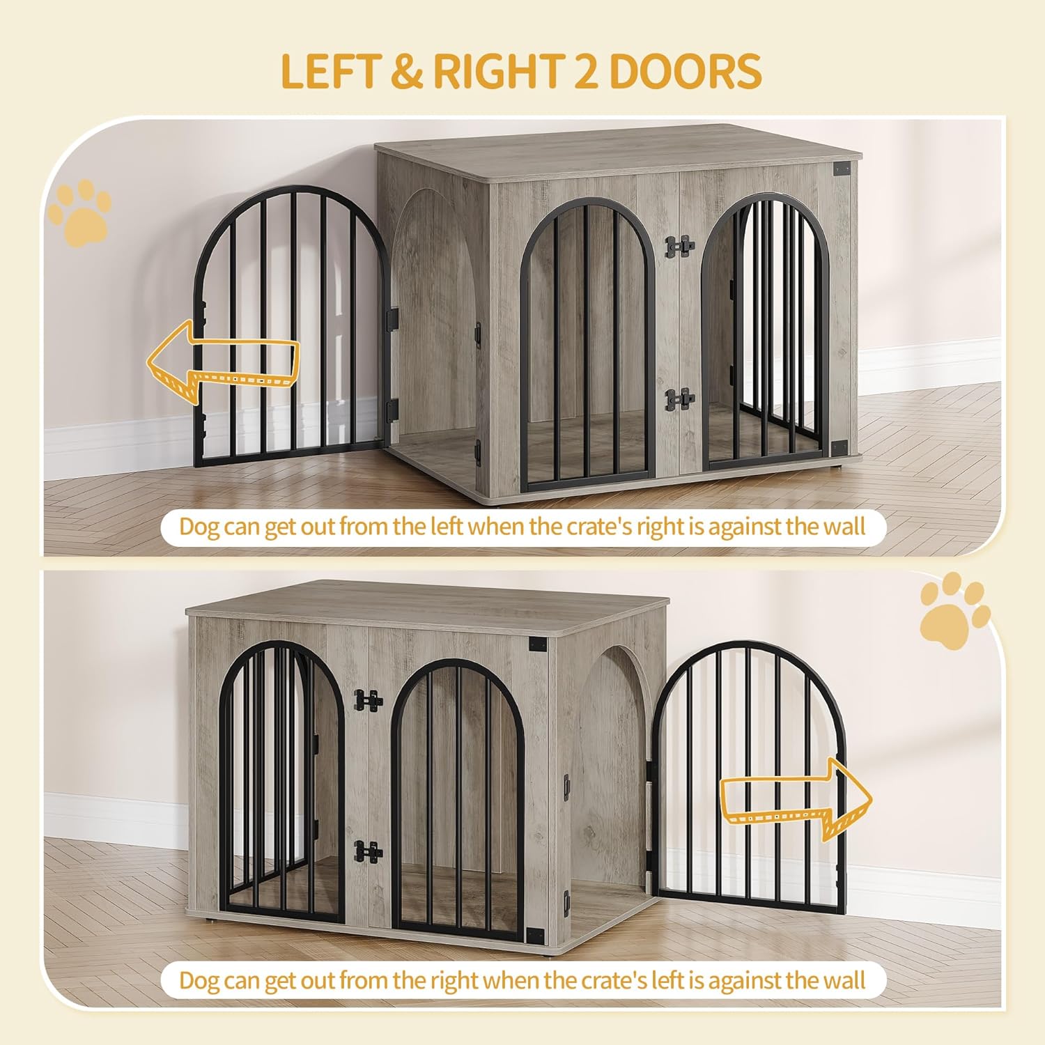 31.5'' Wooden Dog Crate Furniture, Indoor Dog Kennel Dogs Cage for Small/Medium Dogs, Heavy Duty Dog Crates Decorative Pet House End Side Table TV Stand, Rustic Brown DFC85101B