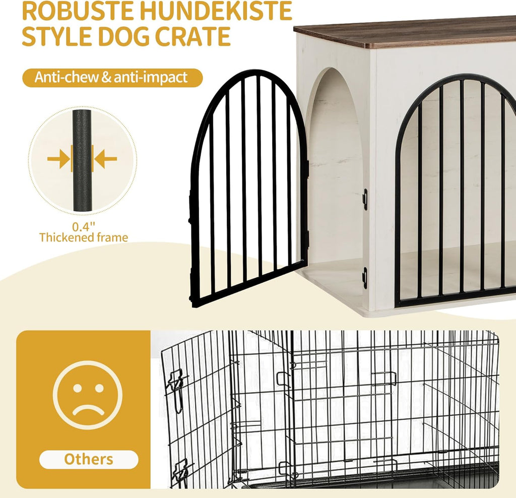 31.5'' Wooden Dog Crate Furniture, Indoor Dog Kennel Dogs Cage for Small/Medium Dogs, Heavy Duty Dog Crates Decorative Pet House End Side Table TV Stand, Rustic Brown DFC85101B