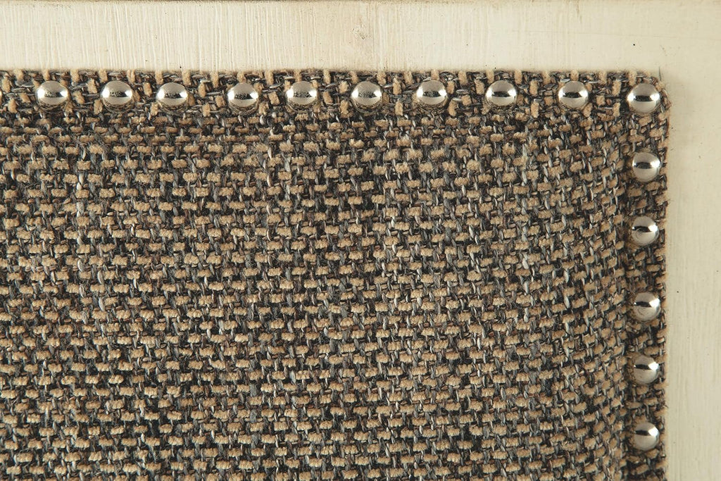 Signature Design by Ashley Bolanburg Casual French Country Upholstered Dining Room Bench with Nailhead Trim, Heavy Woven Fabric, Wood, Antique White & Tan