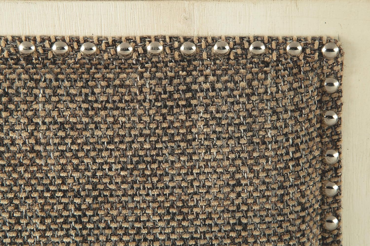 Signature Design by Ashley Bolanburg Casual French Country Upholstered Dining Room Bench with Nailhead Trim, Heavy Woven Fabric, Wood, Antique White & Tan